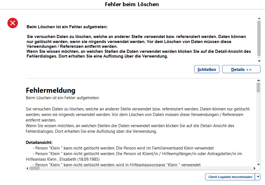 Fehlermeldung