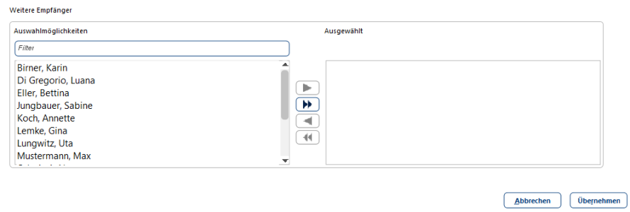 weitere Empfänger auswählen